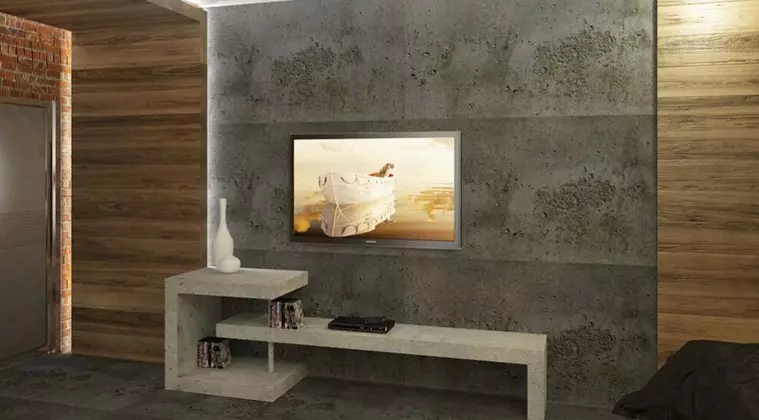 Декоративная штукатурка под дерево в гостиной